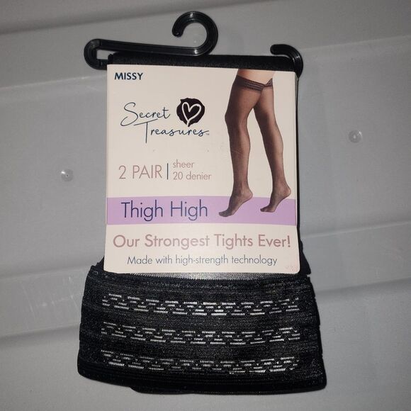 Secret Treasures Women's Sheer Thigh Highs, 2 Pack Size Missy - Picture 1 of 5